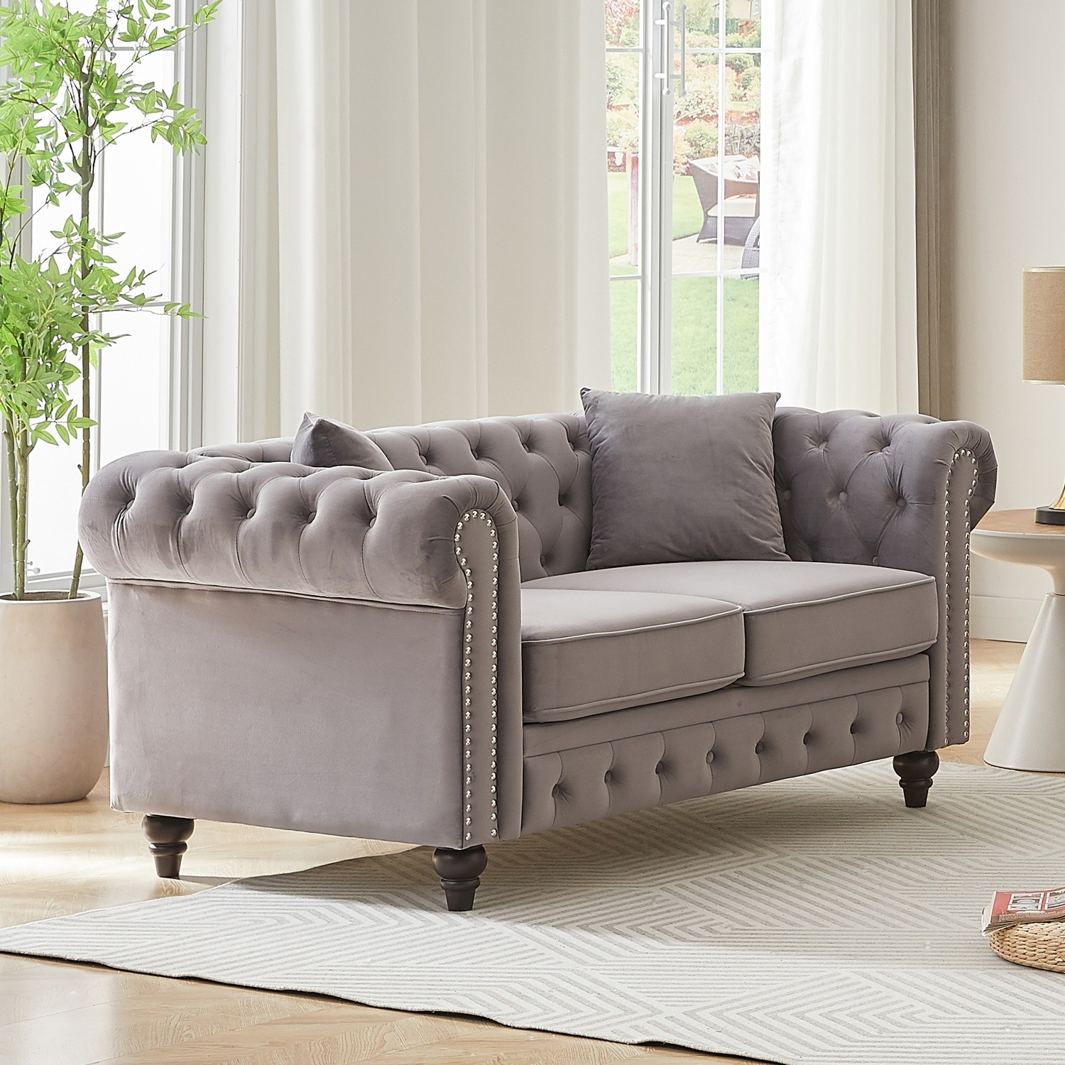 63.5'' Loveseat Sofa 2-Seater Velvet Upholstered Sofa Couch Living Room Sofa