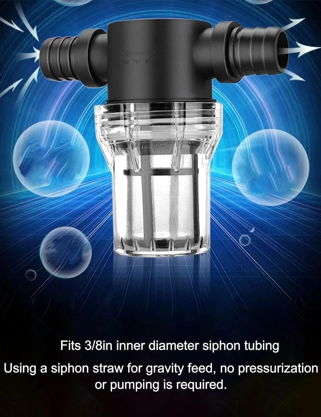Inline Beer Filter, 100 Mesh 150 Micron Water Filter Plastic T Strainer Filtr...