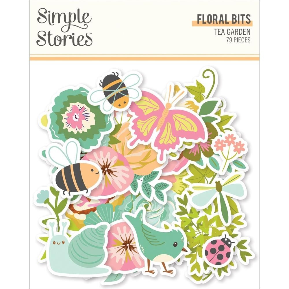 Crafts SS Floral Bits DieCuts Tea Garden Bees Birds Butterflies Ladybugs Snails