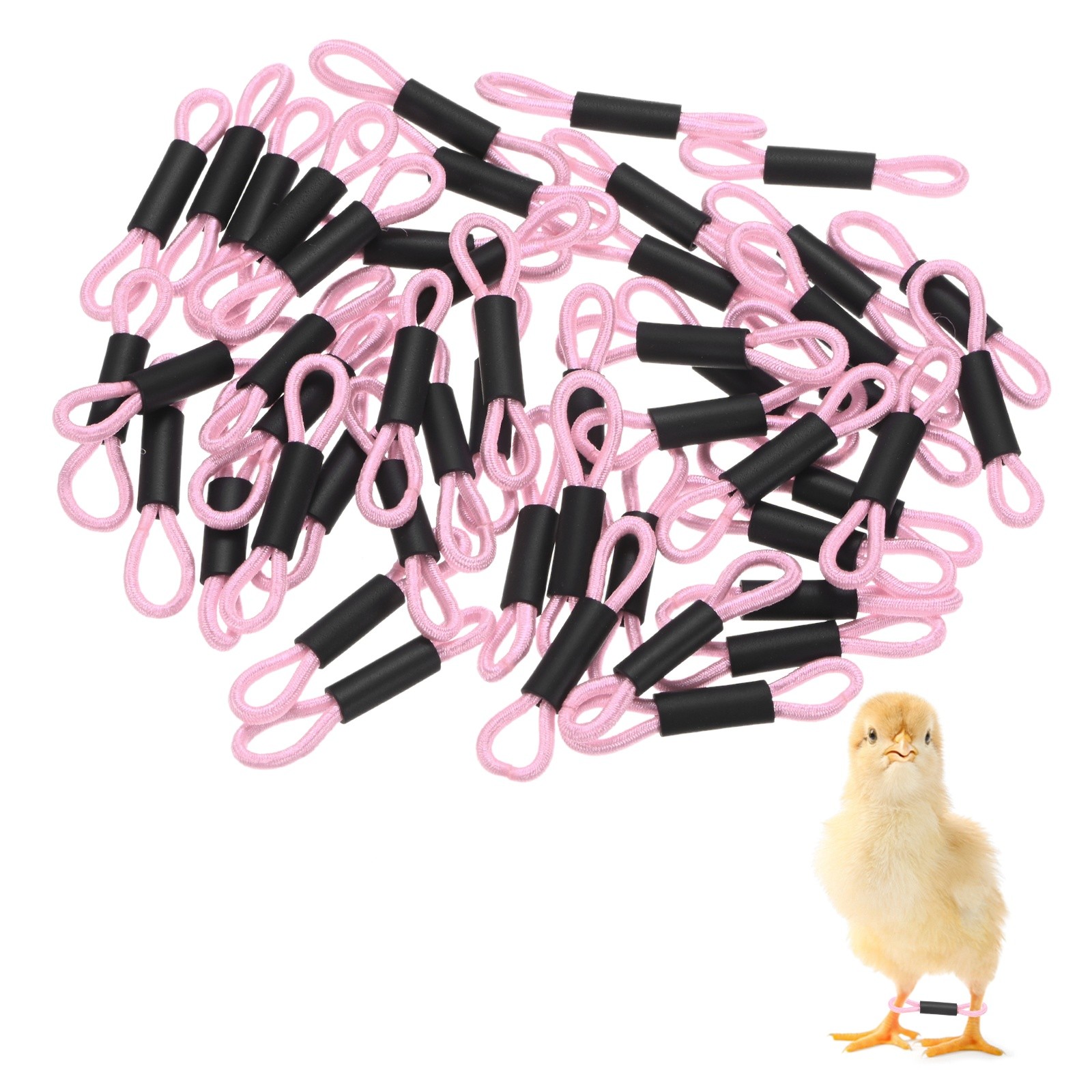 50-Pack Polyester Chick Leg Bands for Poultry/Chicks/Birds [Light Pink]