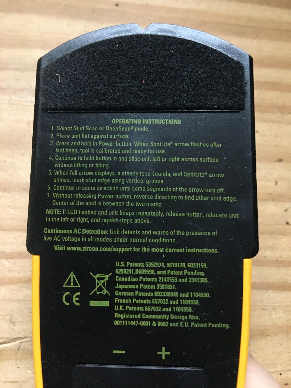 Zircon Edge Finding Stud Sensor e50 Wire Warning 6"L x 3.5"W