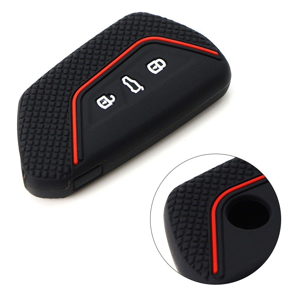 Key Case Key Cover Waterproof Black Black Red Line For ID.3 For ID.4