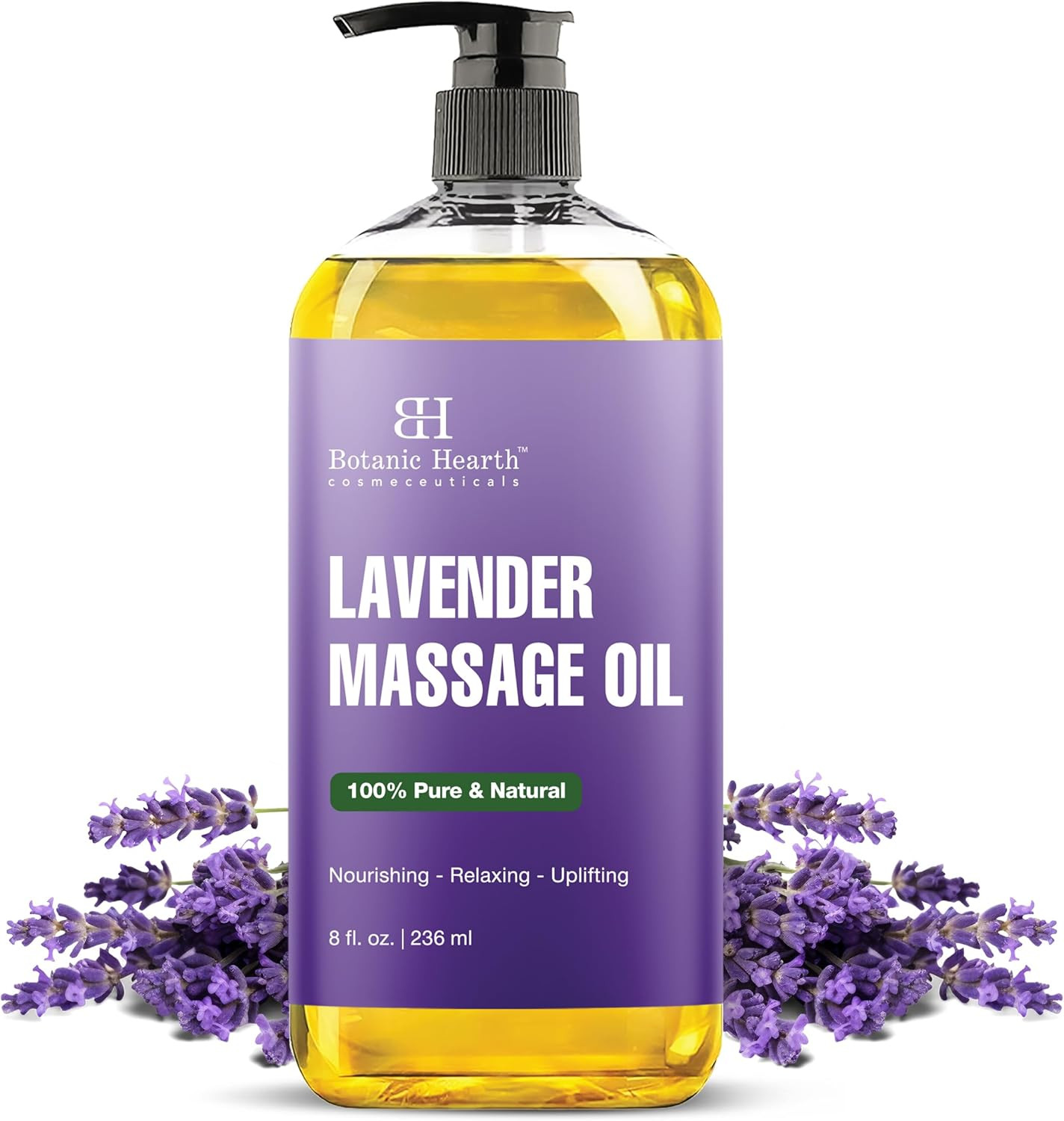 Lavender Massage Oil with Pure Lavender Oil (8 Fl Oz) Skin Tightening Massage Oi