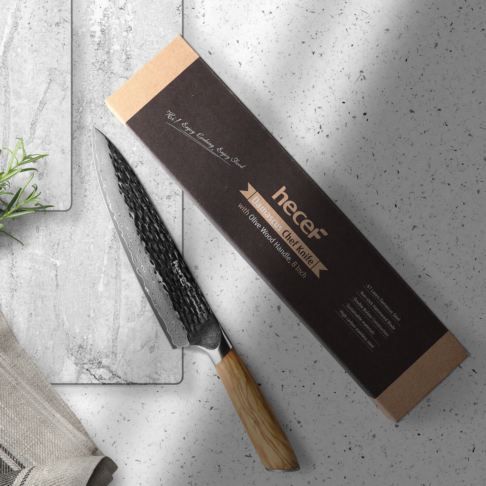 Hecef® 8in Chef Knife Ultra Sharp Japanese Knife 67-Layer Damascus Meat Cleaver