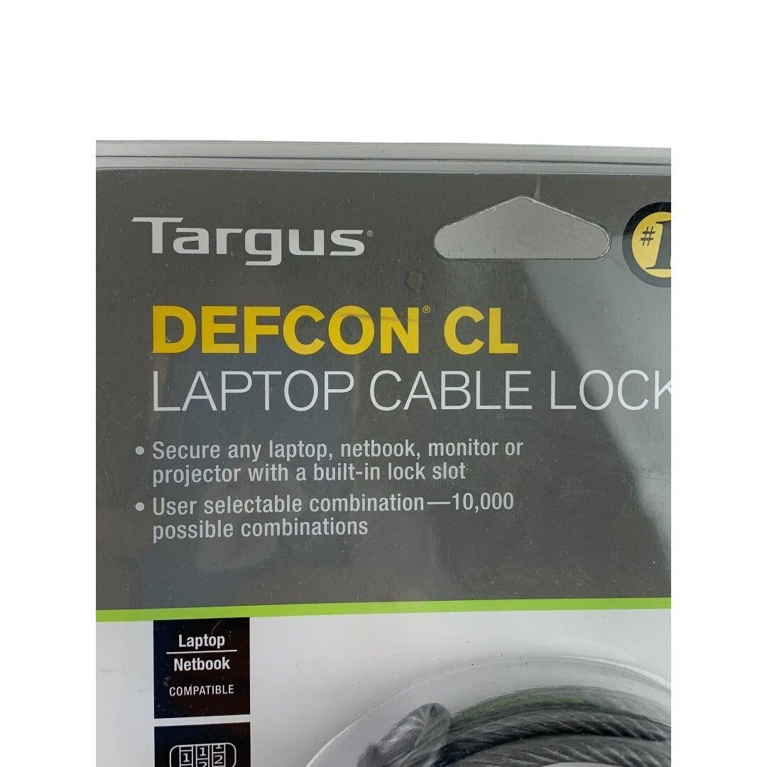 Targus Laptop Cable Lock Defcon CL 6.5ft long Combination Code Security Base