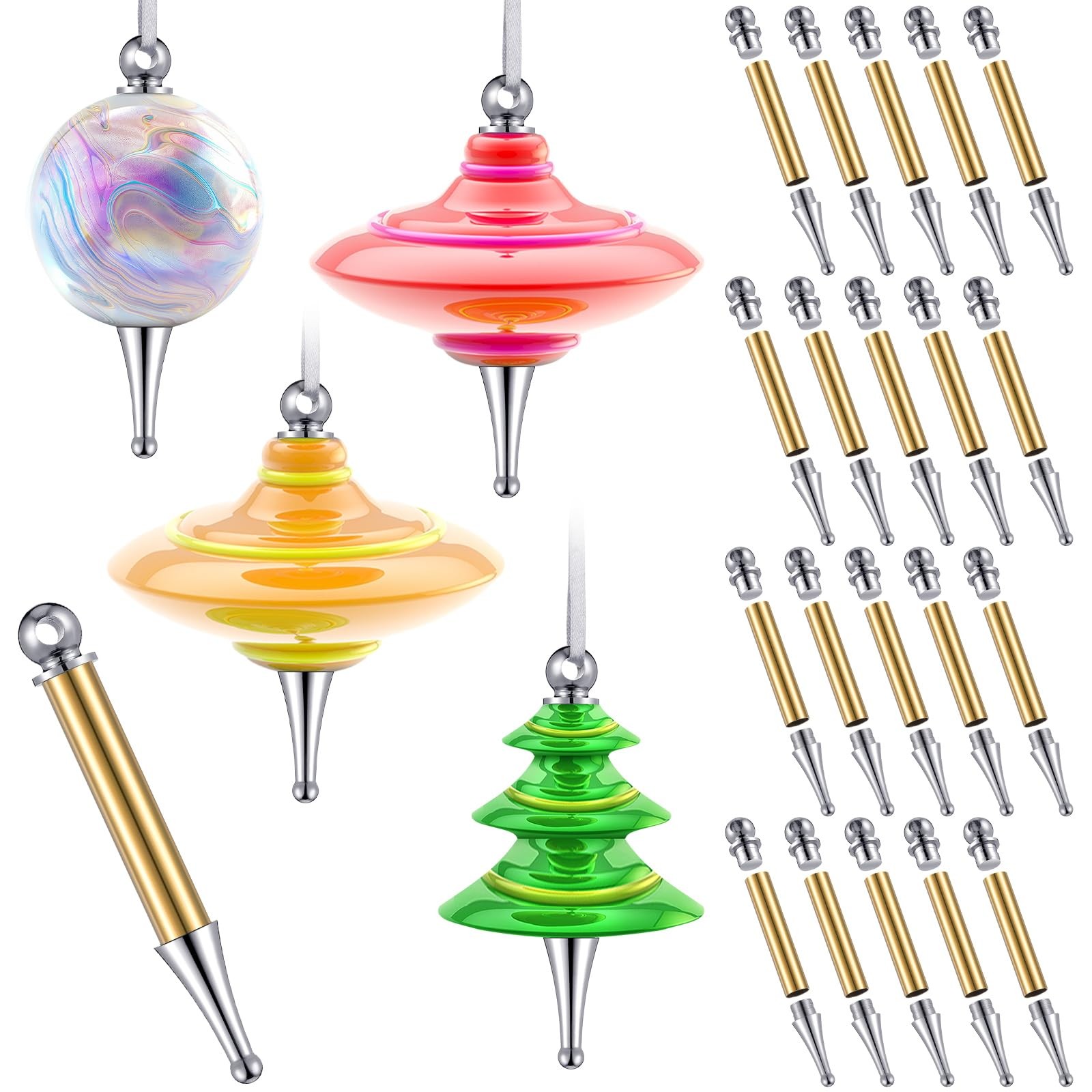 20 PCS Christmas Tree Ornament Woodturning Project Kit Brass DIY Crafts