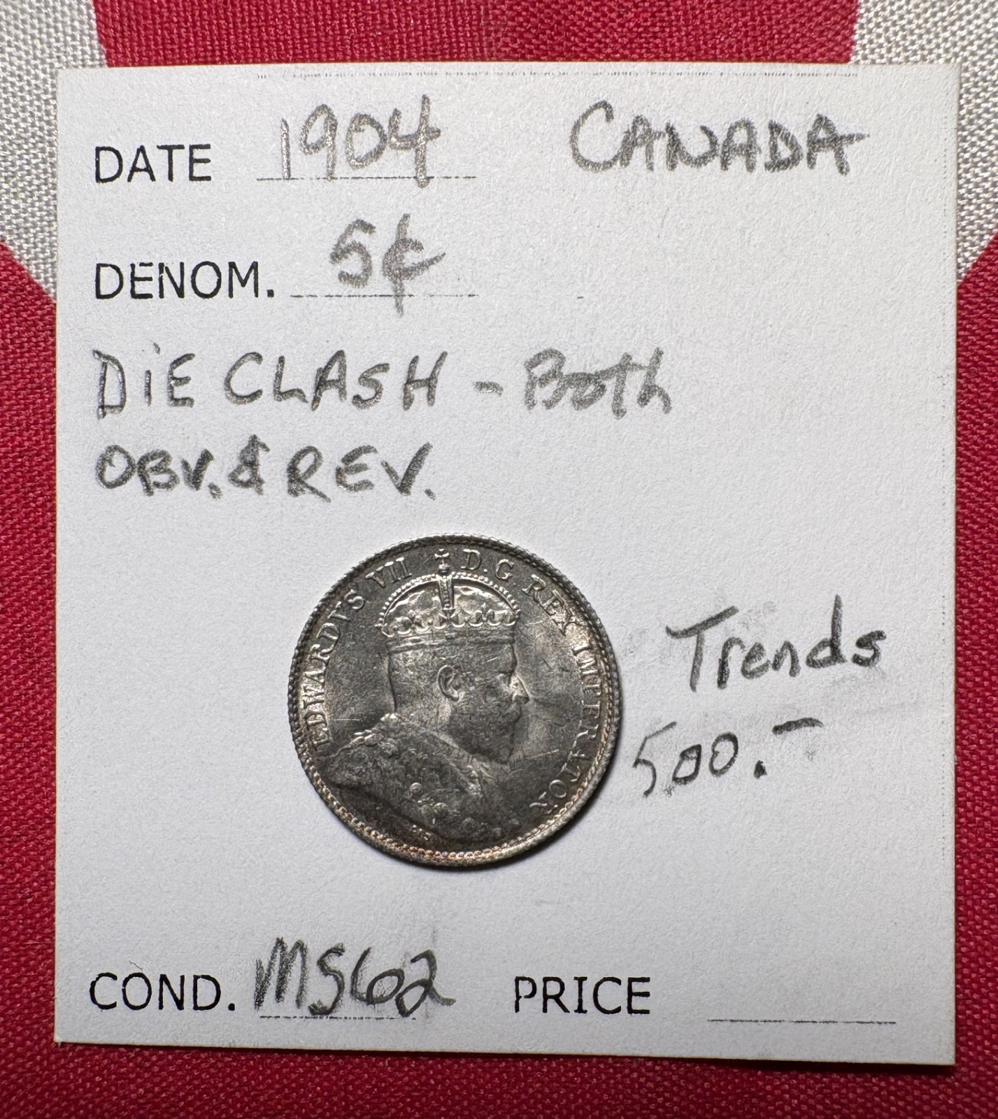 Canada 5-Cent Silver 1904, Better Condition Fishscale, Mint State, WOW, LOOK