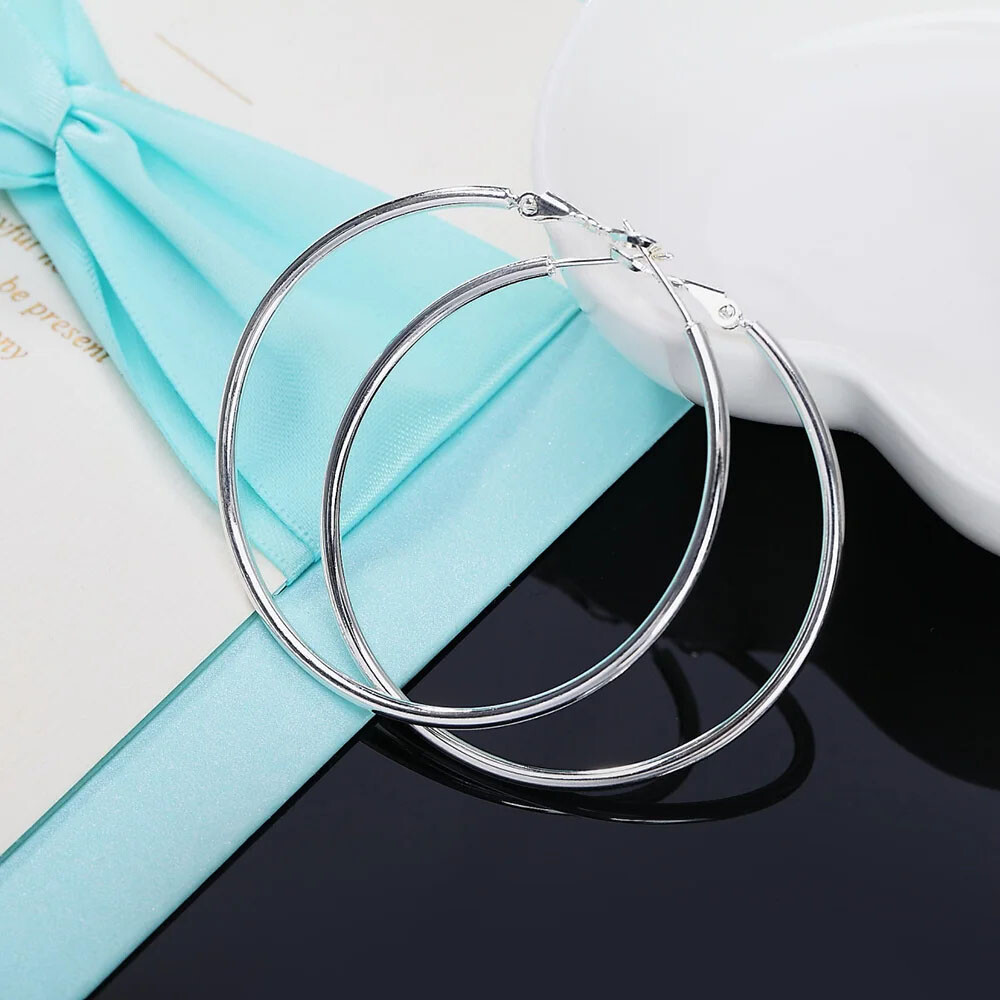 Solid 925 Sterling Silver Thin Solid Hoop Earrings Sterling Silver Hoops Gift