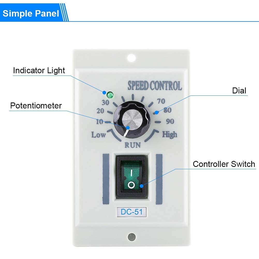 DC Motor Speed Controller AC 110V Input DC 24V-90V Output Motor Speed Control...