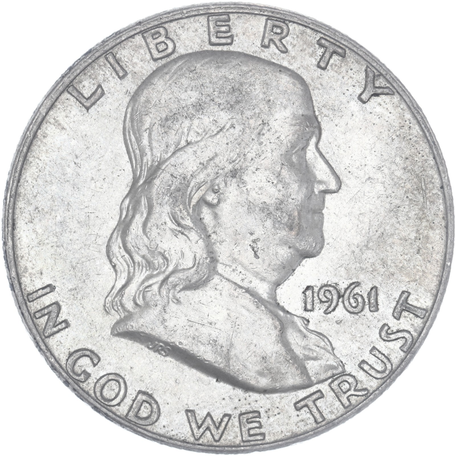 1961 D Franklin Half Dollar About Uncirculated 90% Silver See Pics J576