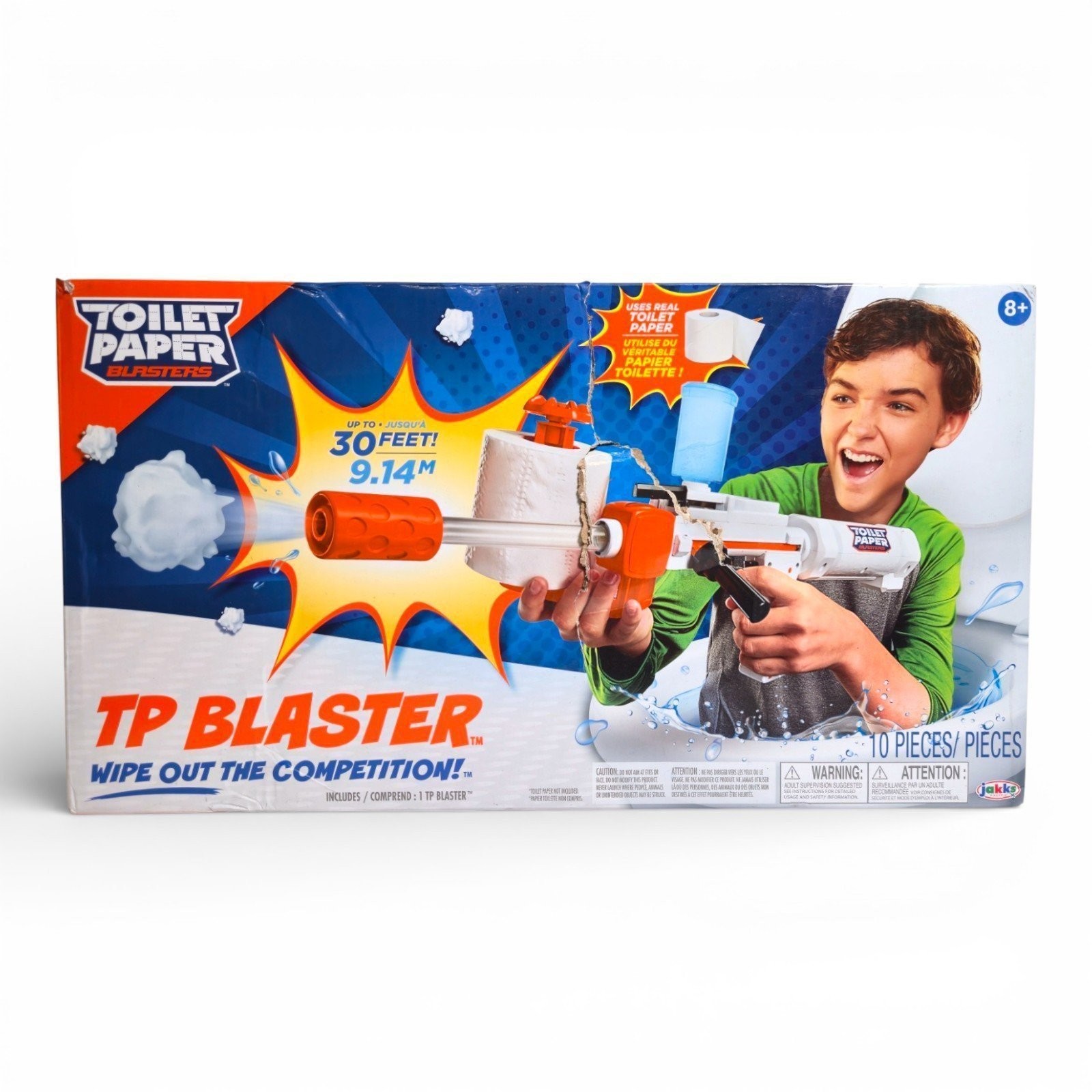 TP Blaster Skid Shot Toilet Paper Blaster Toy White, Model 61734 [DAMAGED BOX]