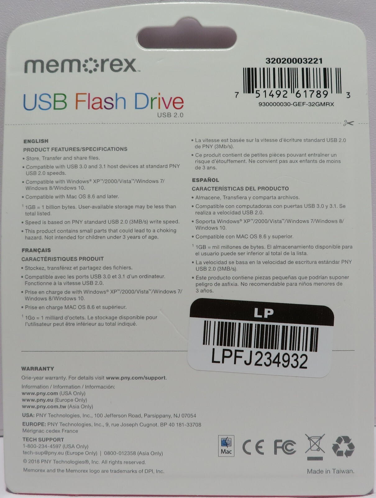 NEW Memorex USB 2.0 Flash Drive, 32GB - SEALED