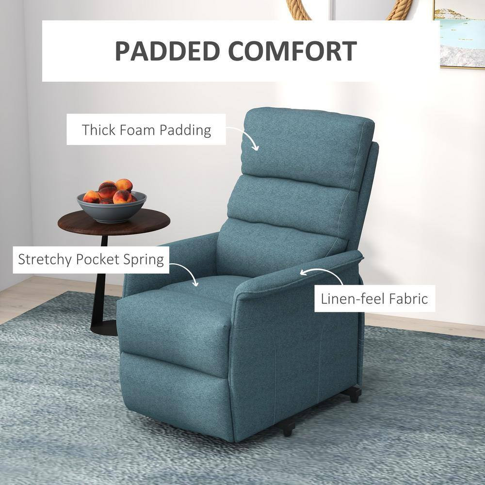 Blue Electric Power Lift Fabric Recliner Chair with Remote Control for the Elder