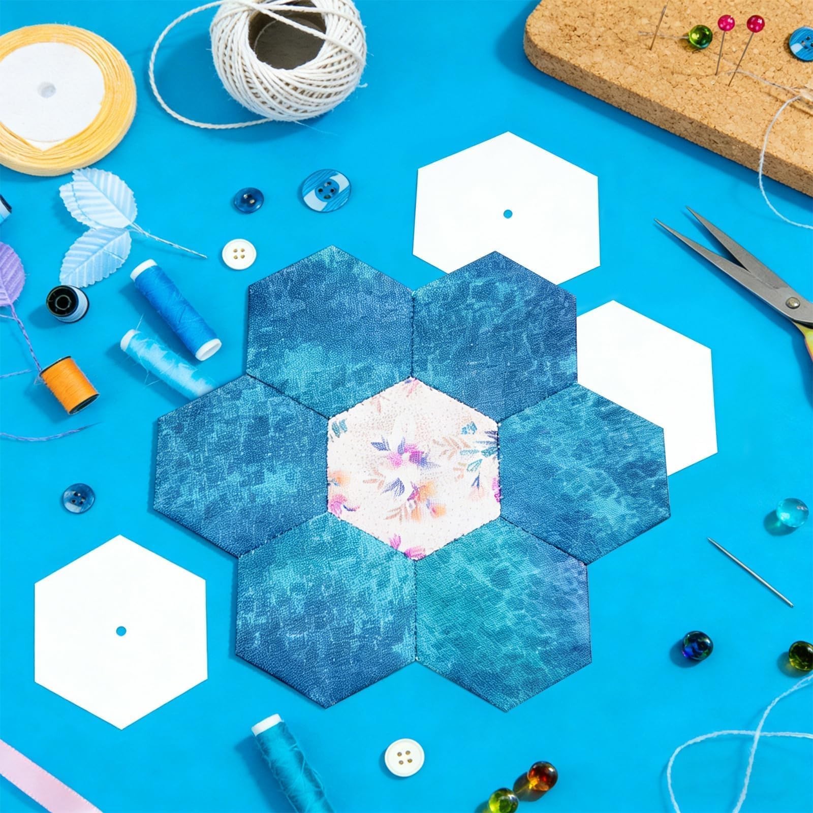 300 PCS 2 Inch White Hexagon Piecing Paper Templates Quilting Patchwork