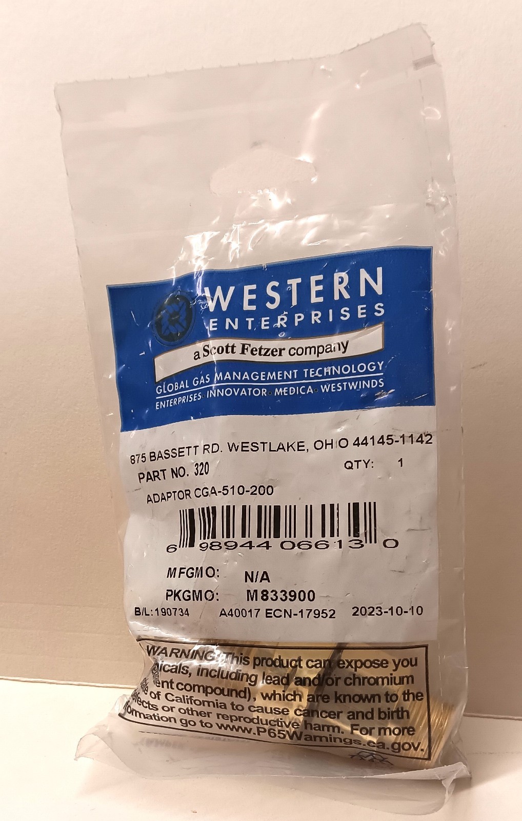 Western Enterprises Part No. 320 (CGA510 to CGA200) Adapter - FREE SHIPPING!!!
