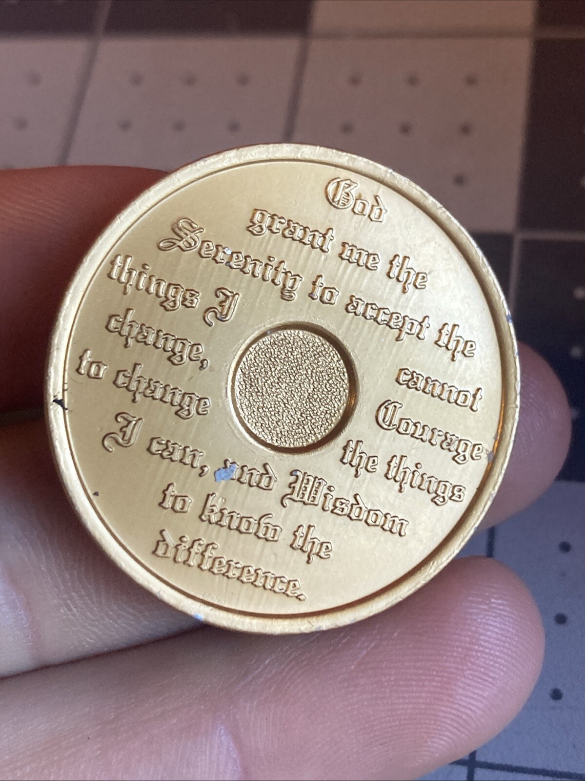 Vintage 2 Month Aluminum Gold Tone Recovery Token Very Rare Item!!!