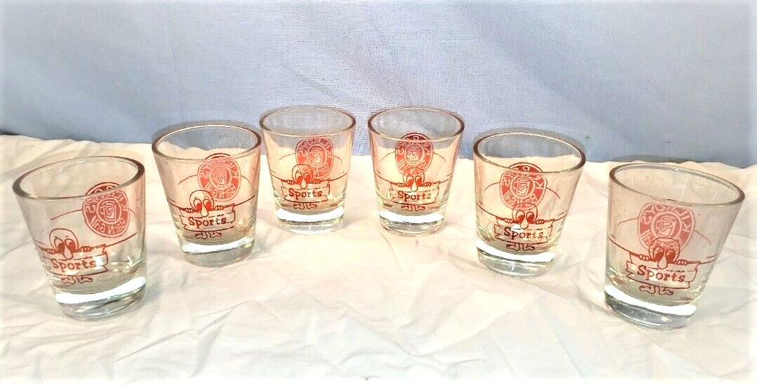 6 Kilroy's Bar Shot Glass SET, NOS, INDIANA, IU, Bloomington, Sports Bar N Grill