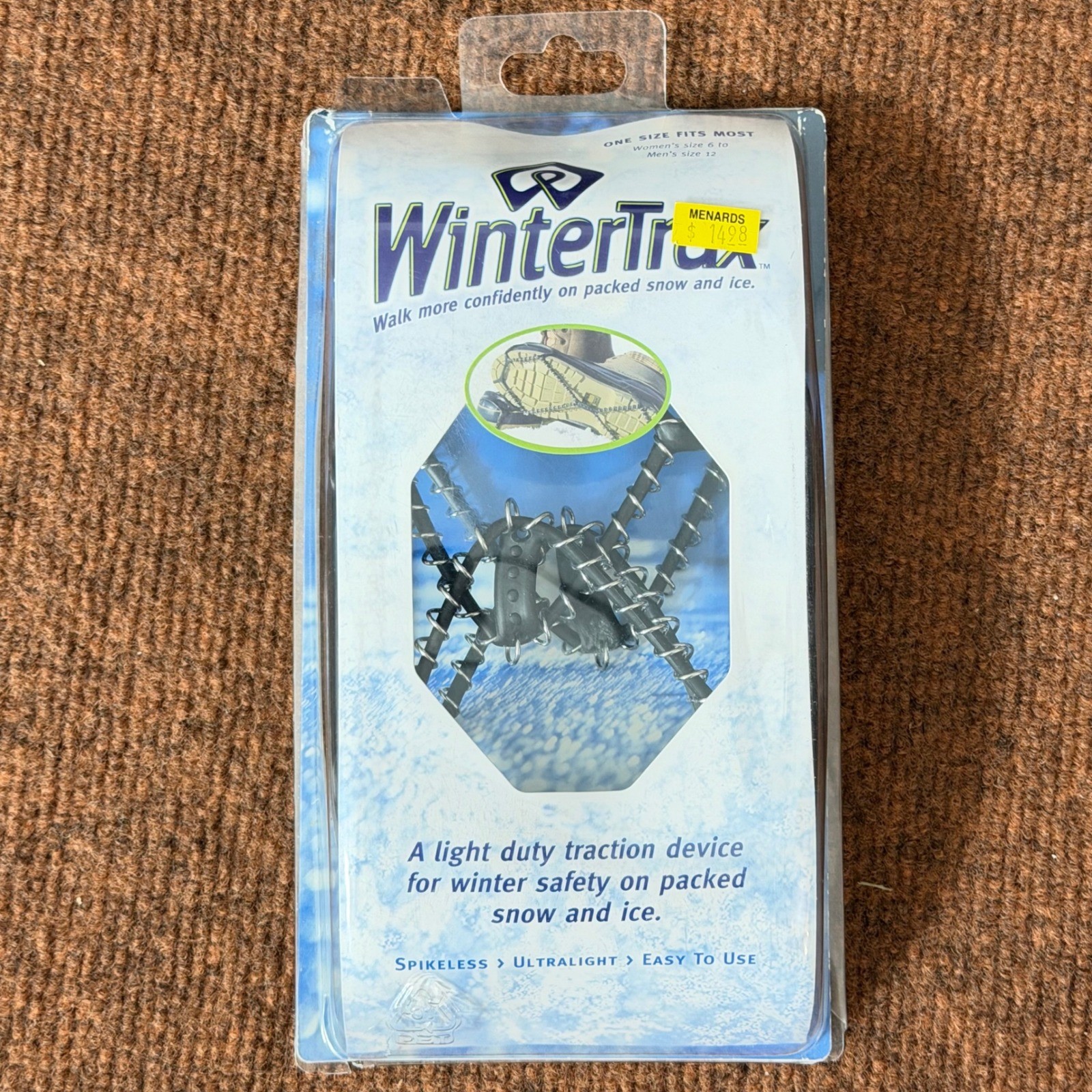 WinterTrax Spikeless Ice Traction Device One Size Fits Most Steel Coils Black