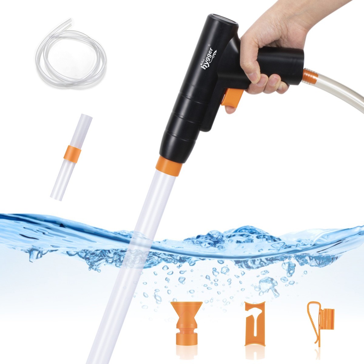hygger Aquarium Manual Water Changer Fish Tank Air Pump Cleaning Tools Handheld