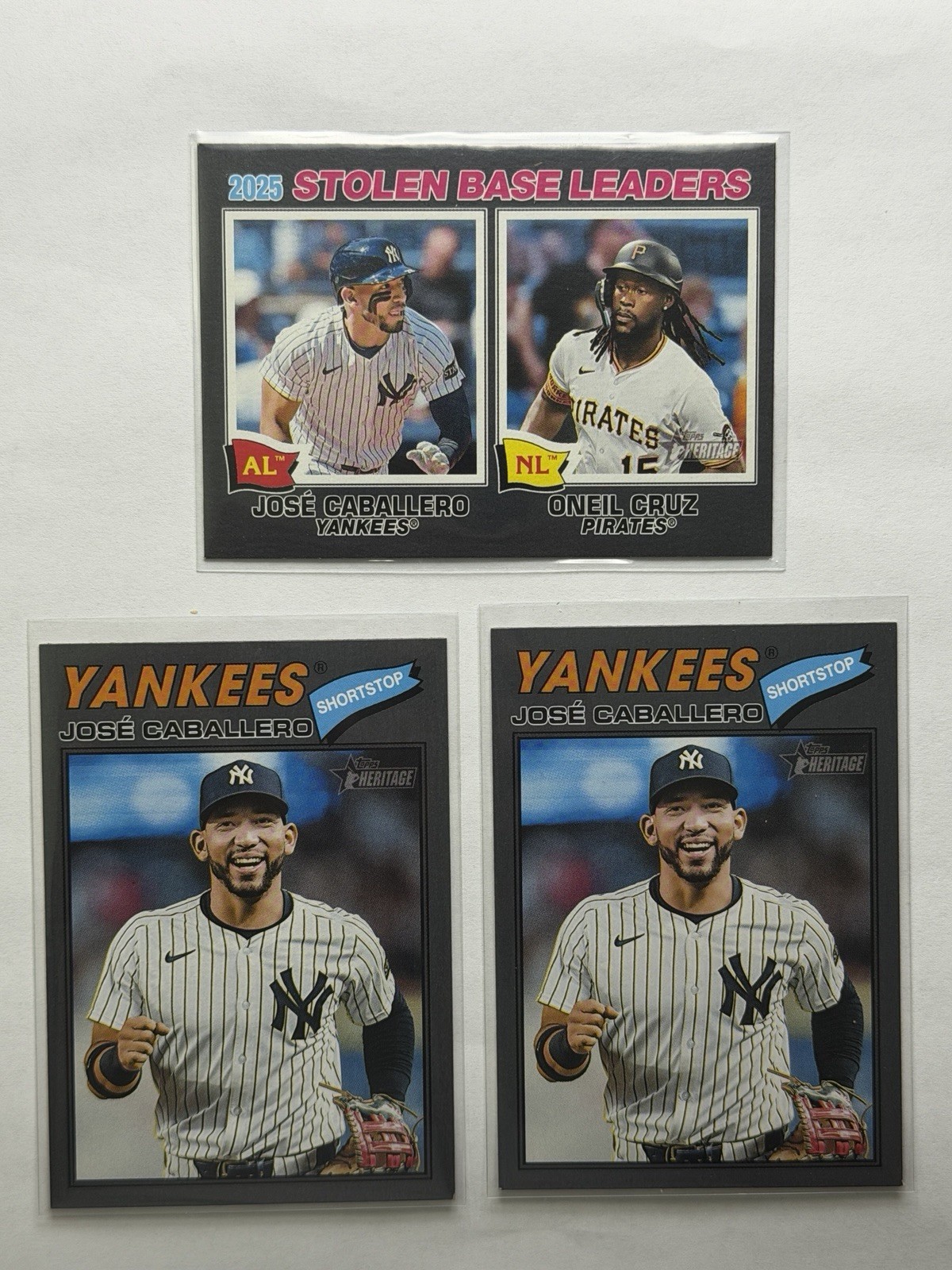 Jose Caballero 2026 Topps Heritage Dark Gray Base #328 + Stolen Base Leaders