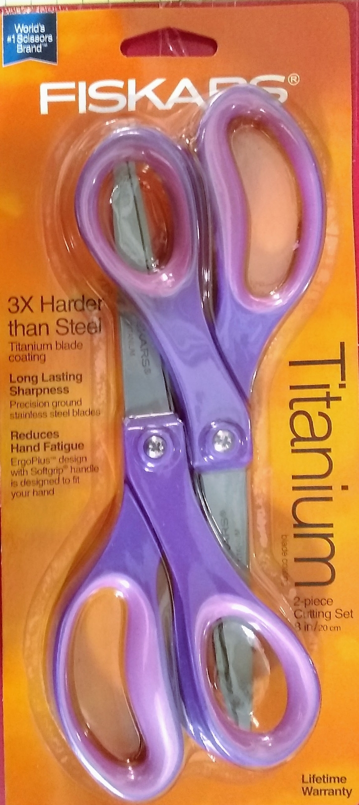 Fiskars 154090-1004 8" Everyday Titanium Scissors 2 Pack ASSORTED COLORS