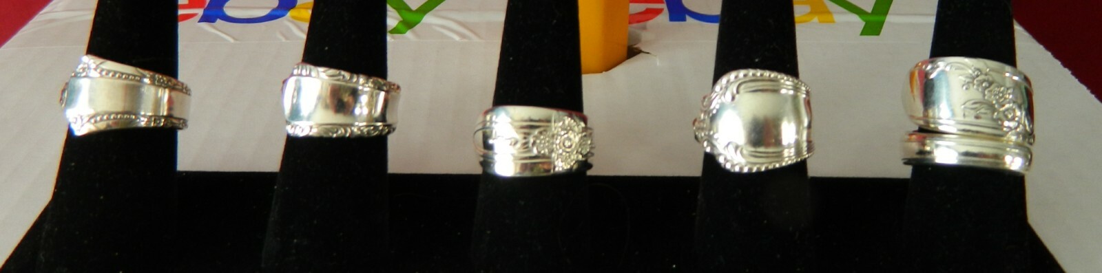 5 Silver Plated Spoon Rings Size 7 - 8 - 9 - A