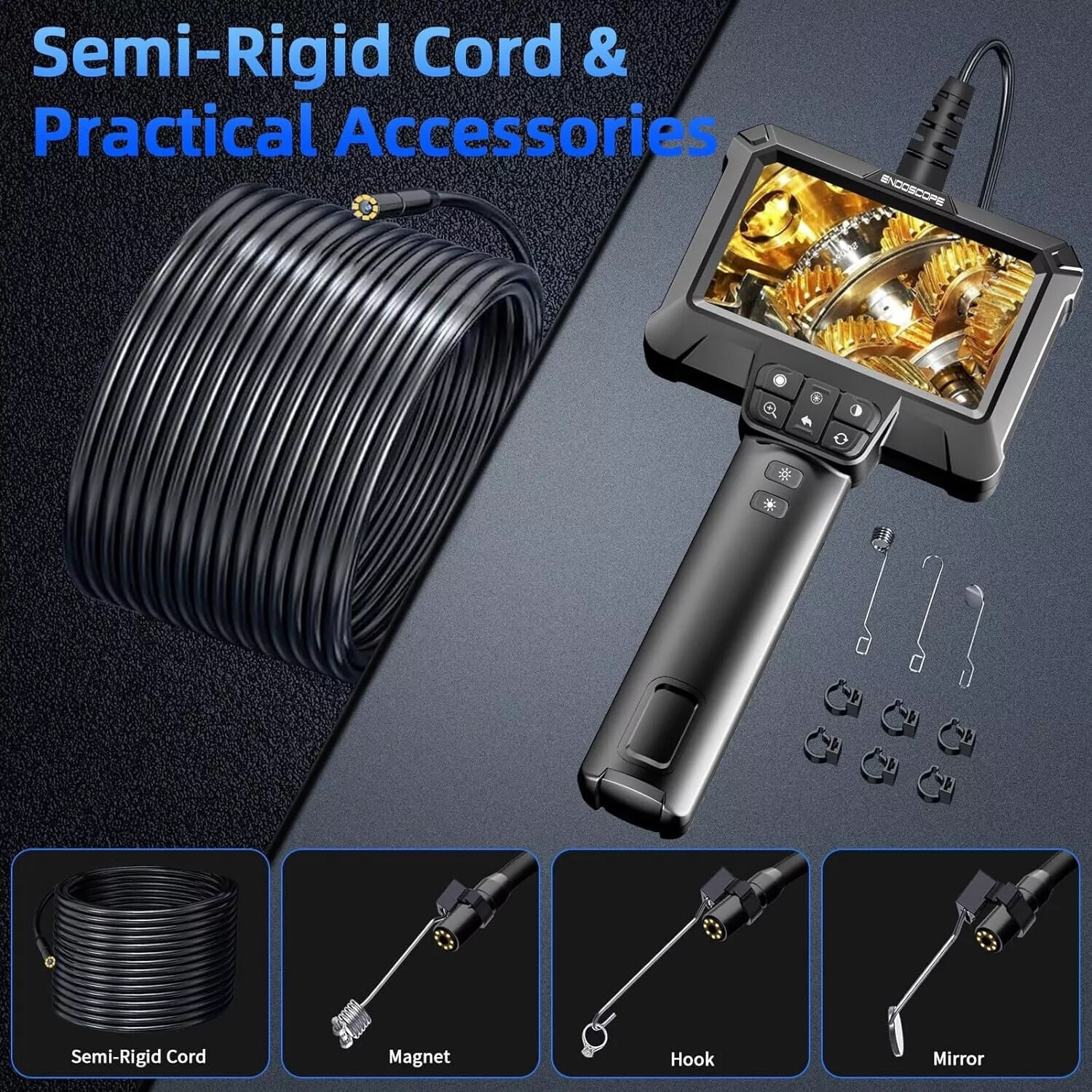 Waterproof Inspection Camera Borescope Pipe Plumbing Duct Snake Camera w/ Light