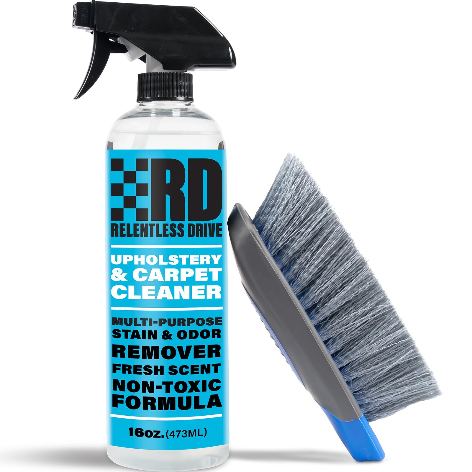 Car Interior Carpet & Upholstery Seat Cleaner — Safe for 2 Piece set, Black