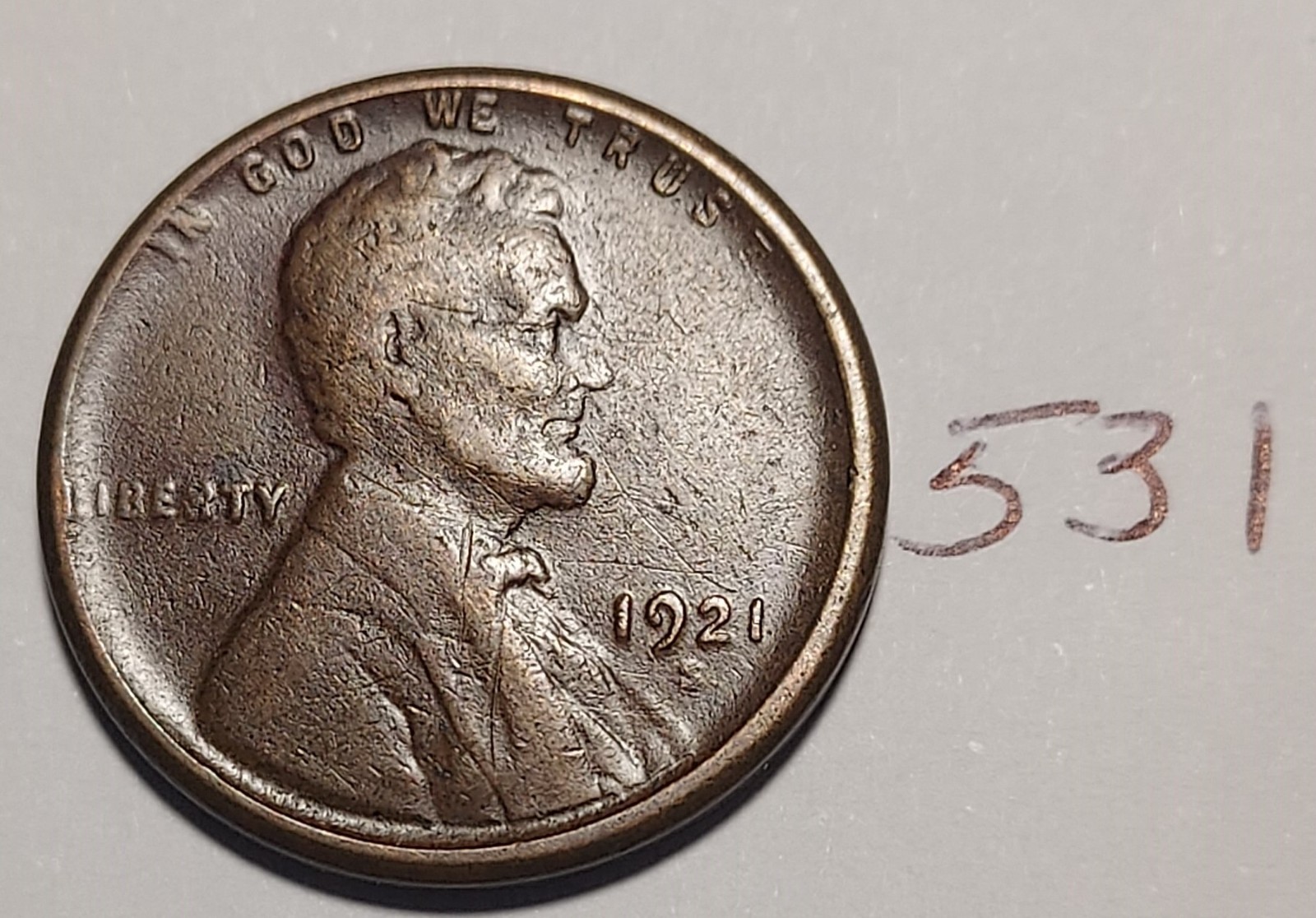 1921-S Lincoln Wheat Cent FINE #531
