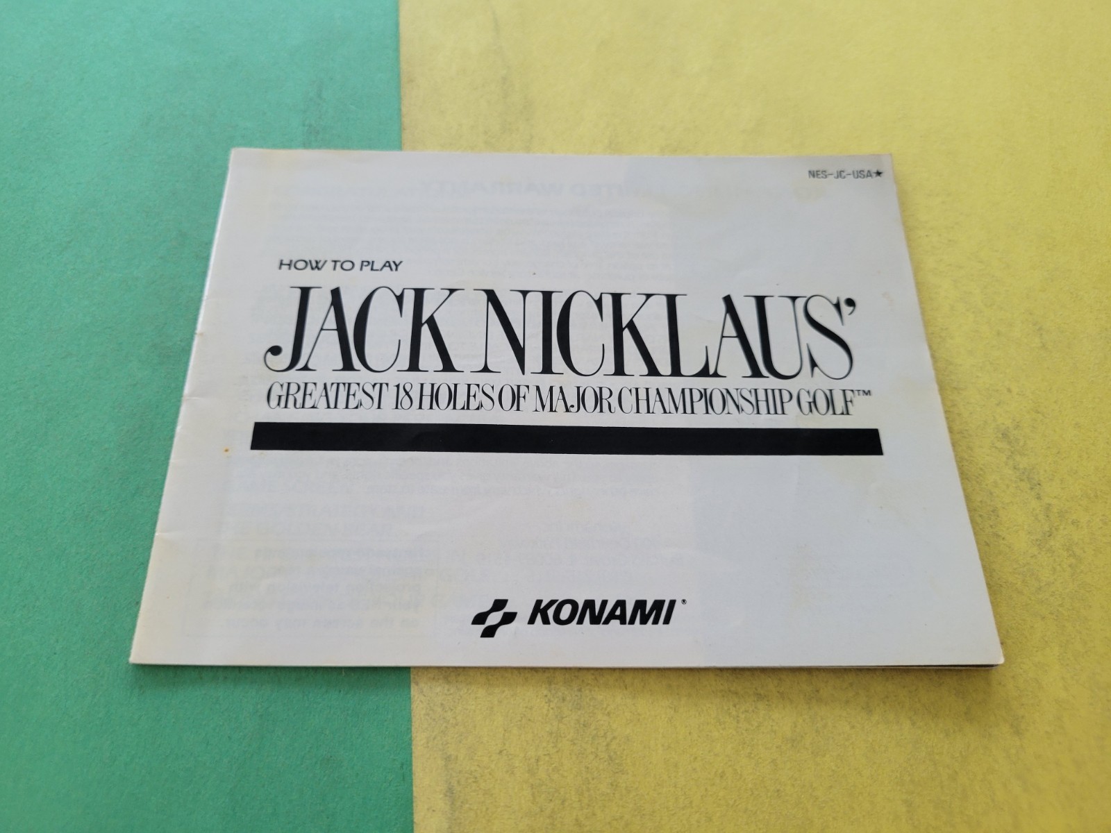 Nintendo NES Manual Only Jack Nicklaus NES