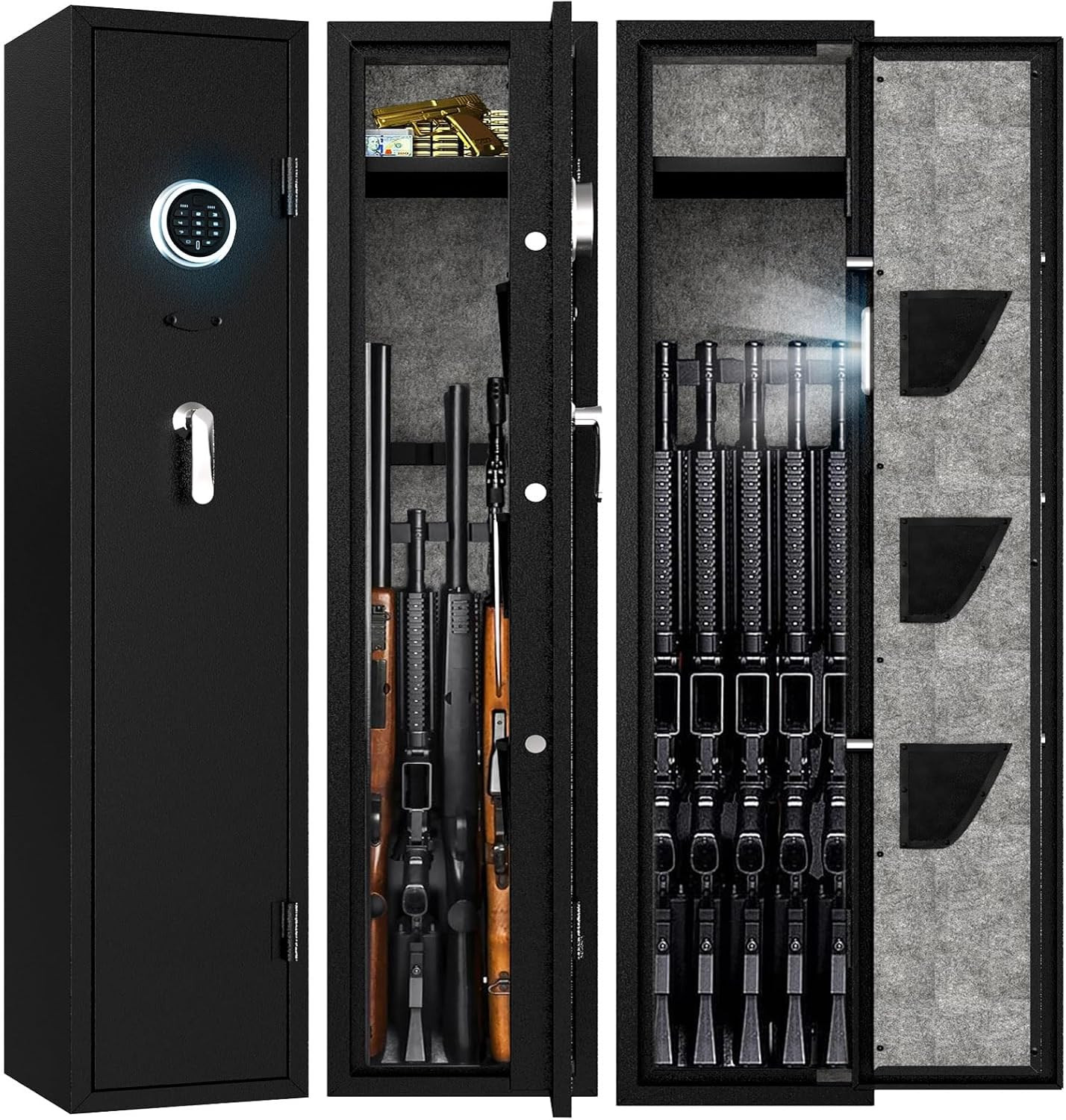 EMAXEE 5-8 Rifle Gun Safe, Gun Cabinet for Home Rifle and Pistols with Upgraded