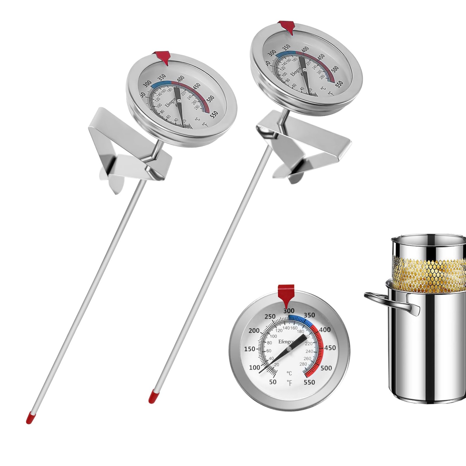 Deep Fry Turkey Thermometer 2 Pack with 12 Probe  Pot Clip, Ca...