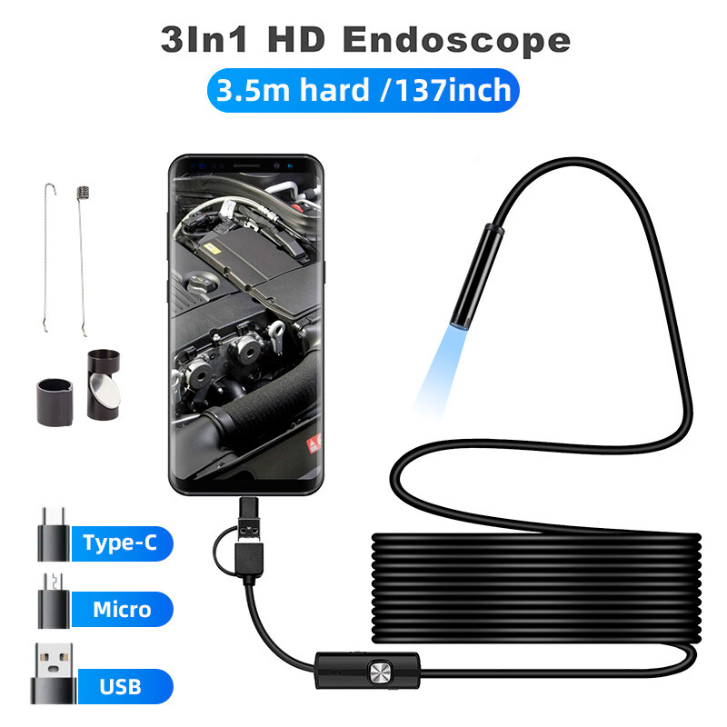 6LED USB Snake Endoscope Borescope Inspection Camera Scope for Android Type C