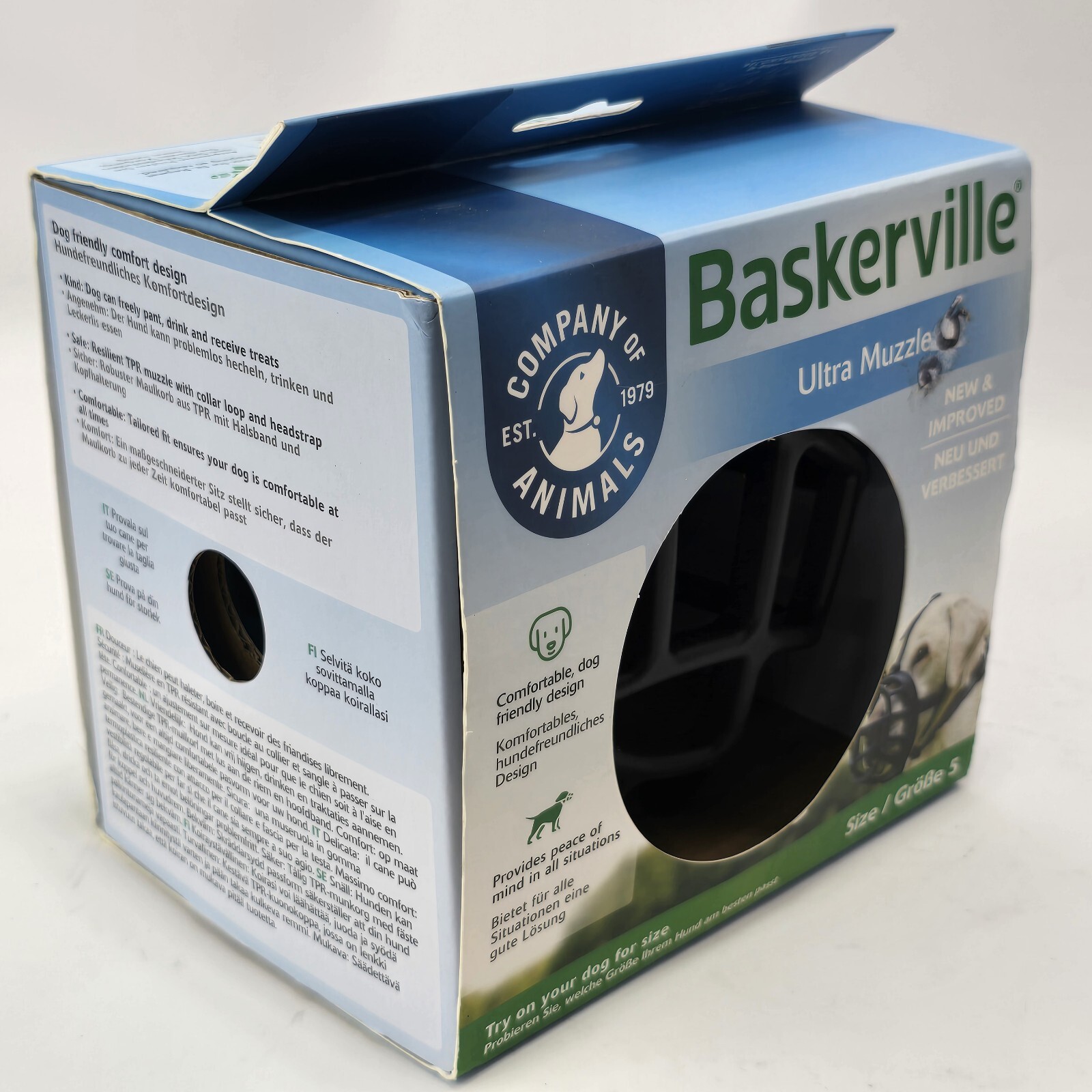 "New Baskerville Ultra Muzzle Size 5: Safe, Humane Design for Dogs"