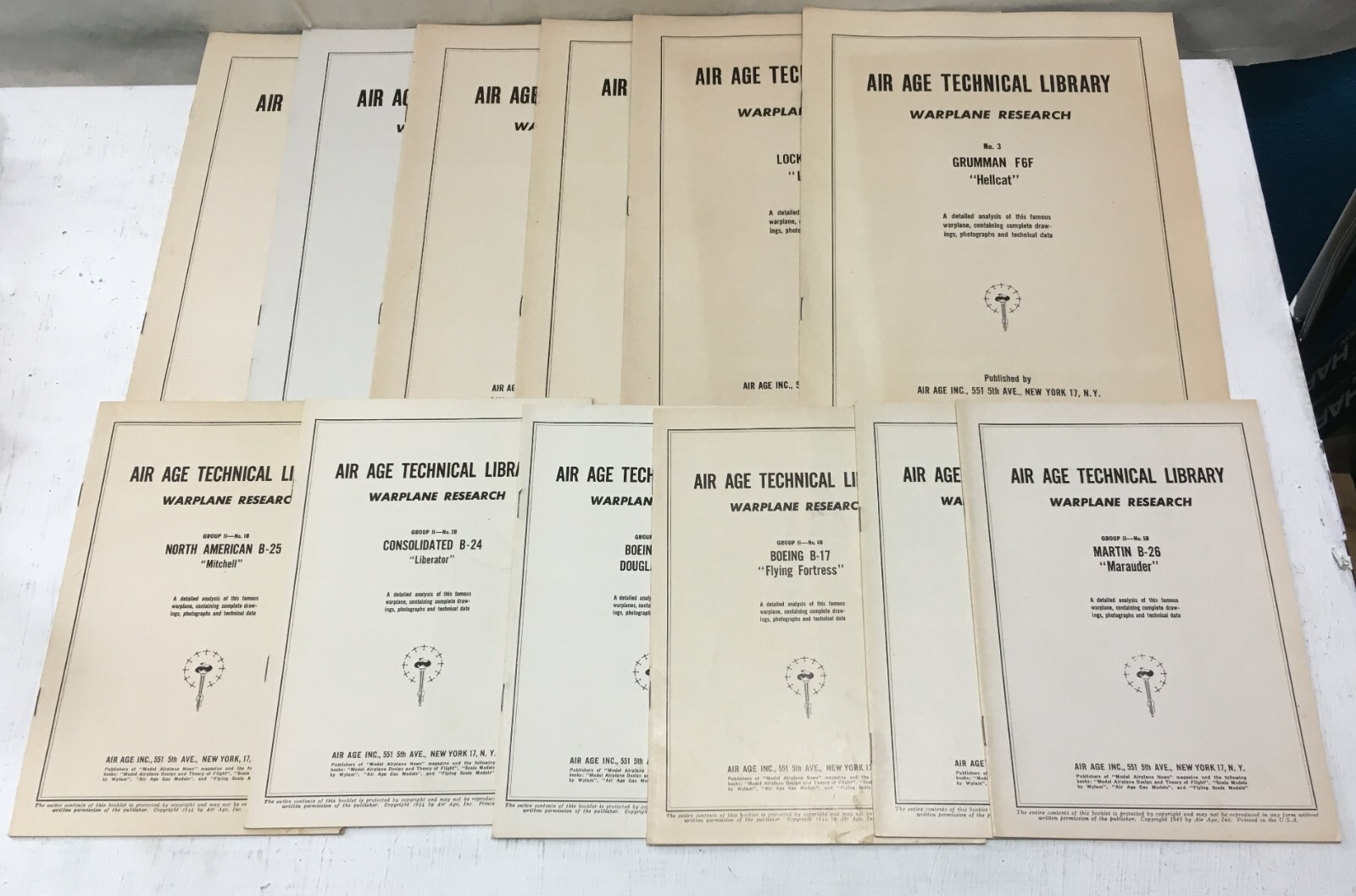 Lot of 12 AIR AGE TECHNICAL LIBRARY Warplane Research Brochures