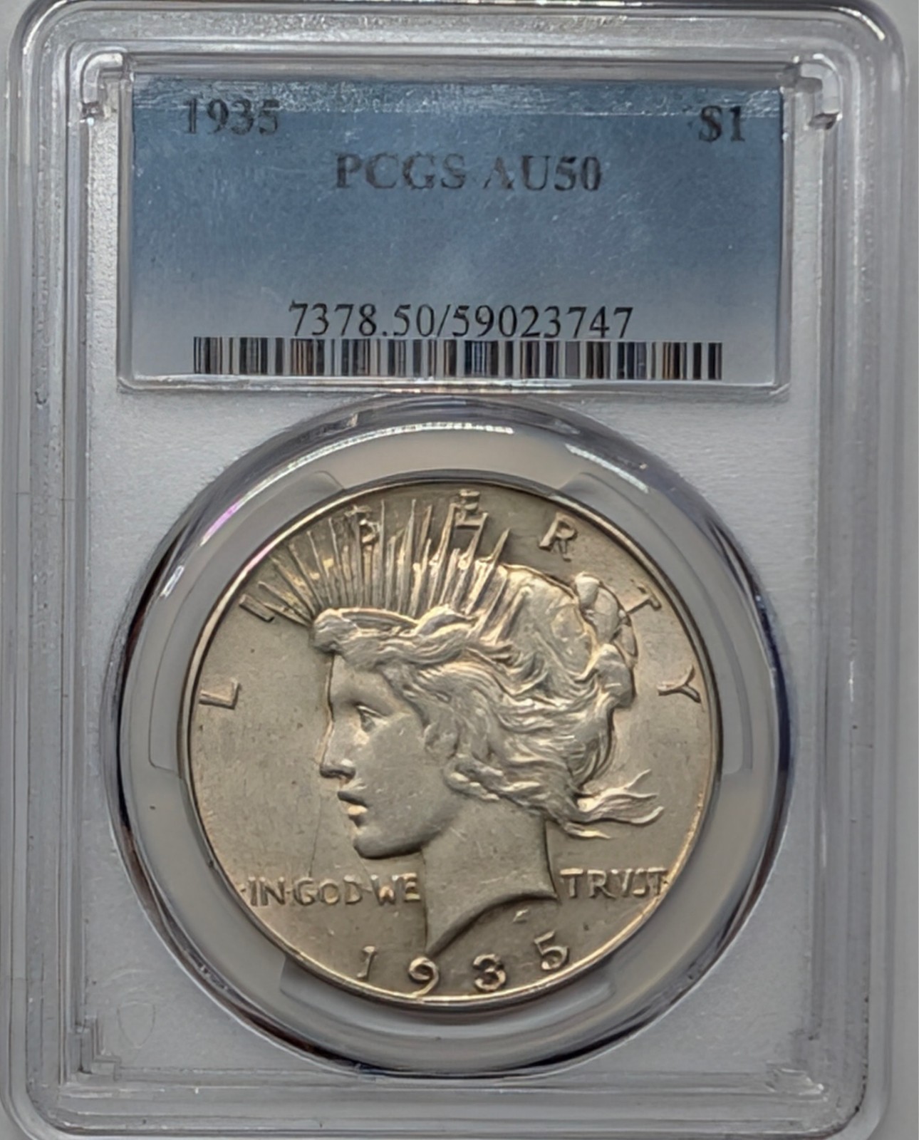 1935 AU50 PCGS Peace Dollar
