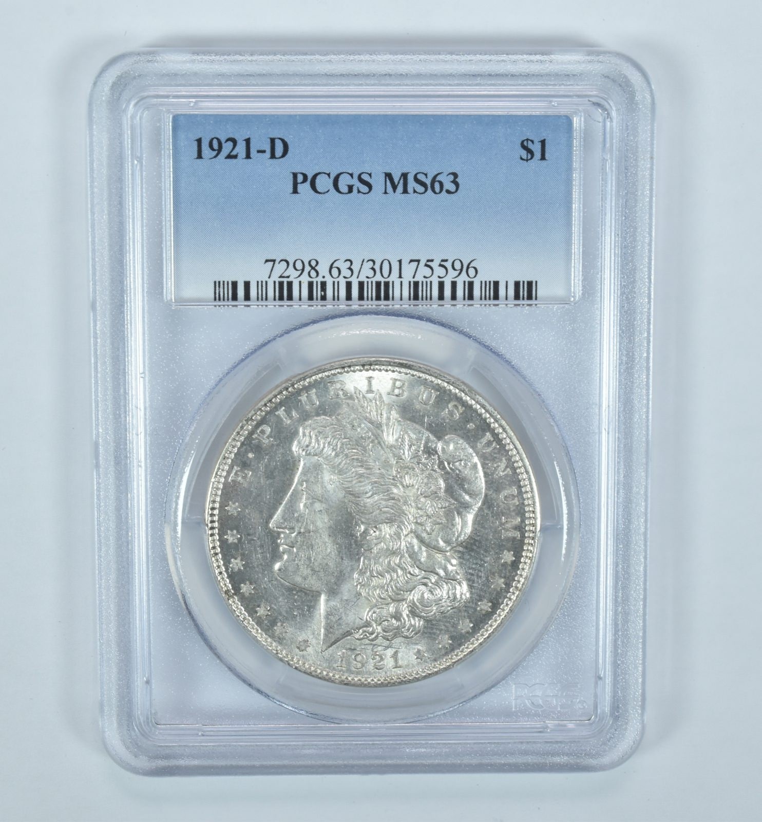1921-D Morgan Silver Dollar MS63 PCGS Blue Label