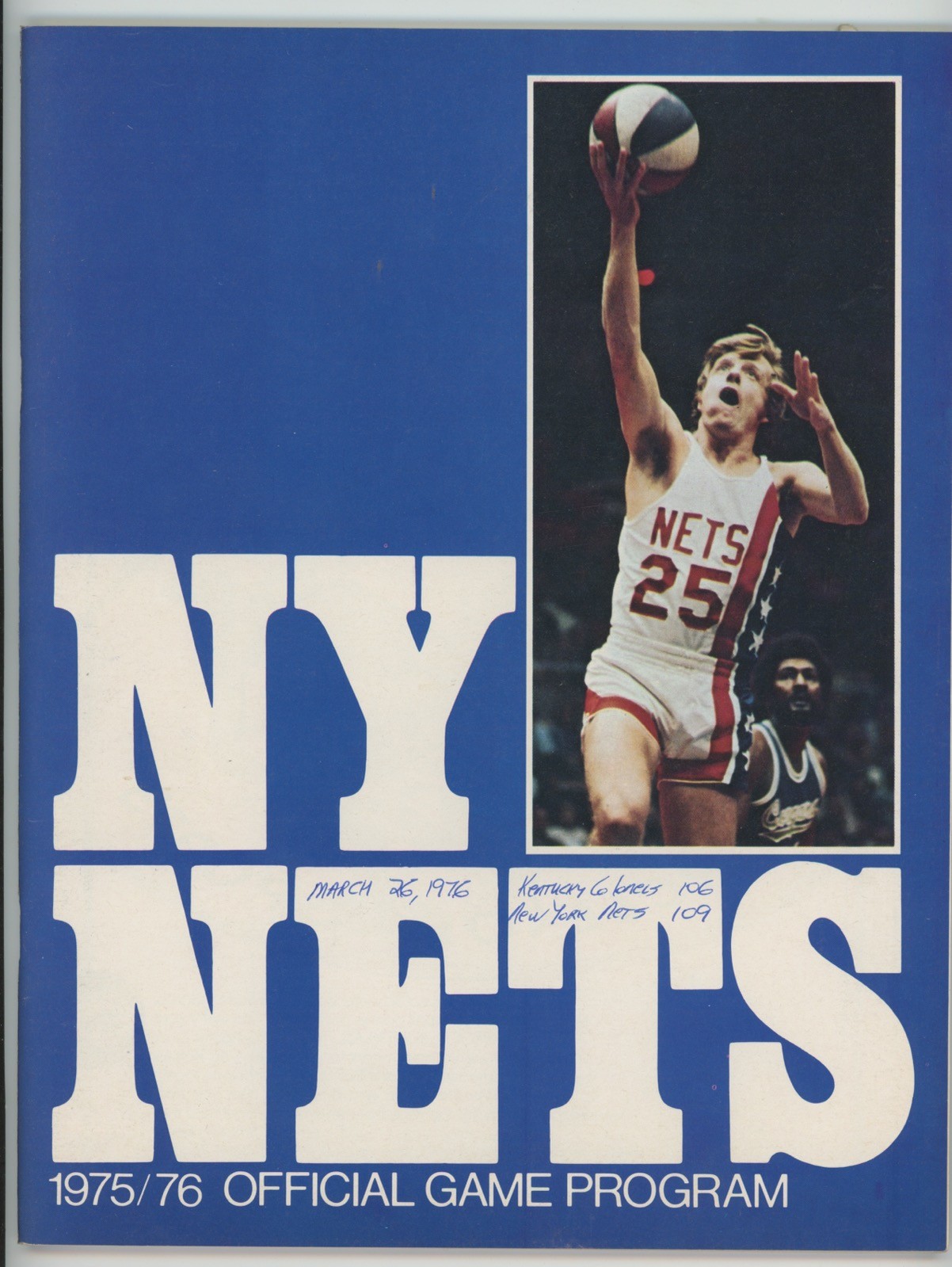3/26/76 New York Nets vs. Kentucky Colonels Game Program • Scored