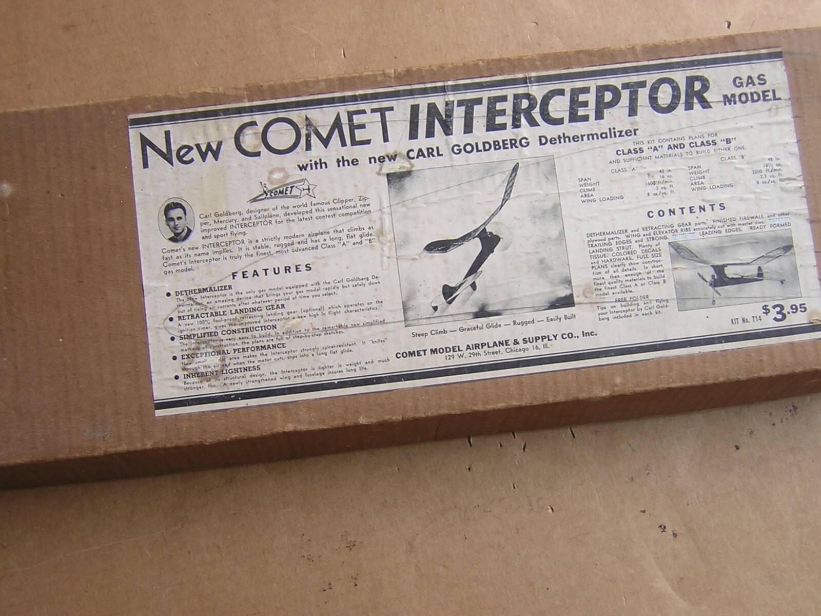 RARE EMPTY (?) BOX COMET INTERCEPTOR Model Plane 1942 Issue