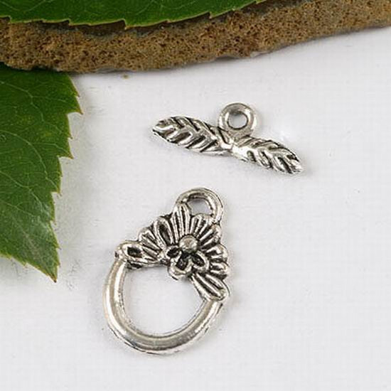 40sets Tibetan silver flower basket toggle clasps h1593