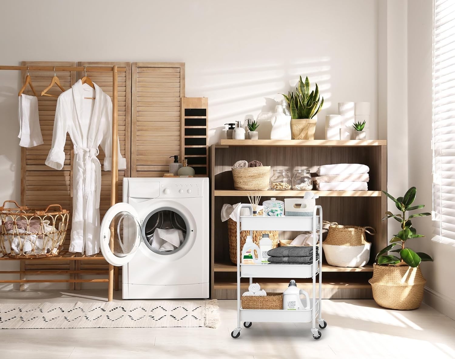 3-Tier Rolling Metal Storage Organizer - White