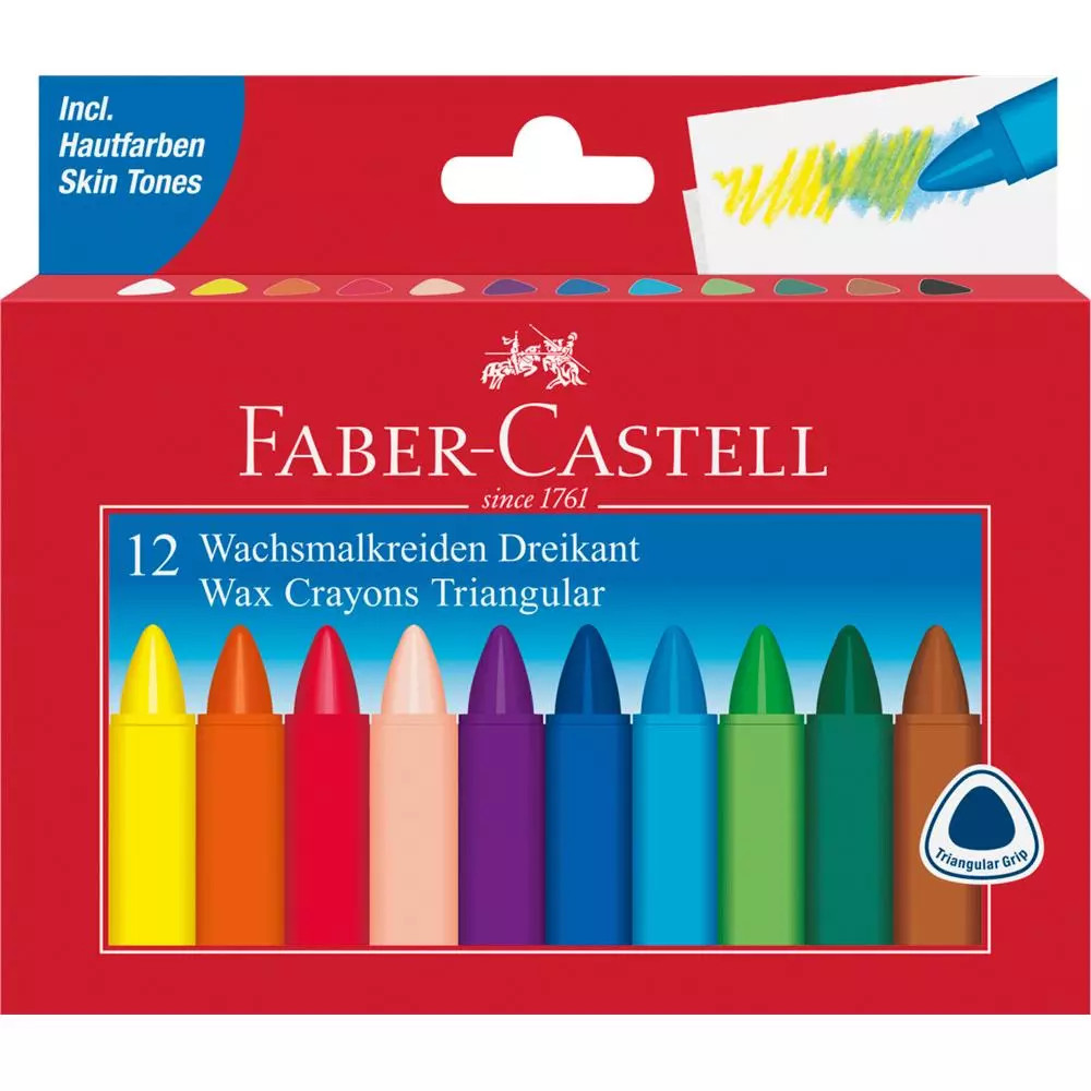 4005401200109 Kredki świecowe trójkątne Faber-Castell 12 kolorów Faber Castell