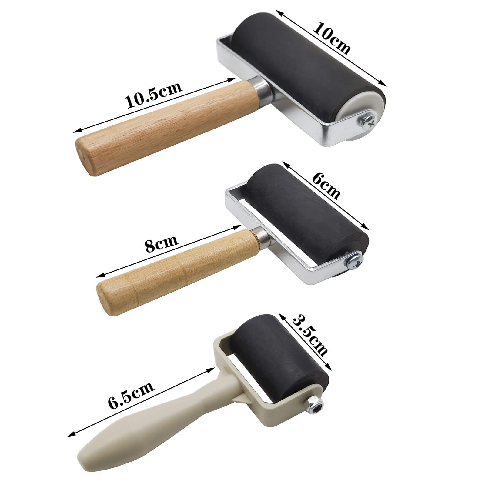 3 Pack Rubber Brayer Roller Hard Rubber Brayer Rollers Art Craft Roller