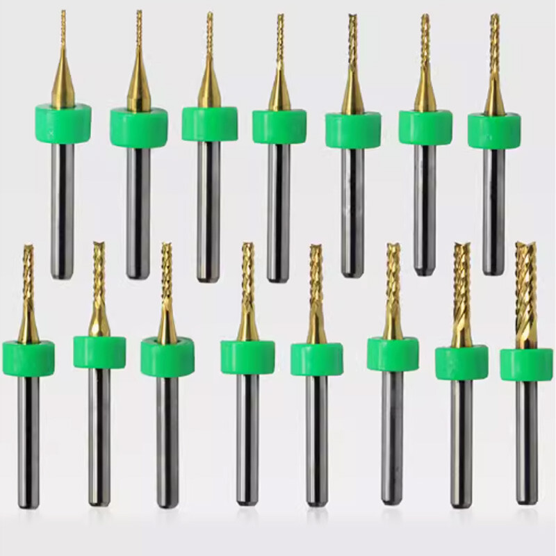 10pc Corn PCB Milling Cutter With Positioning Ring TIN Coating Engraving/PVC/CNC