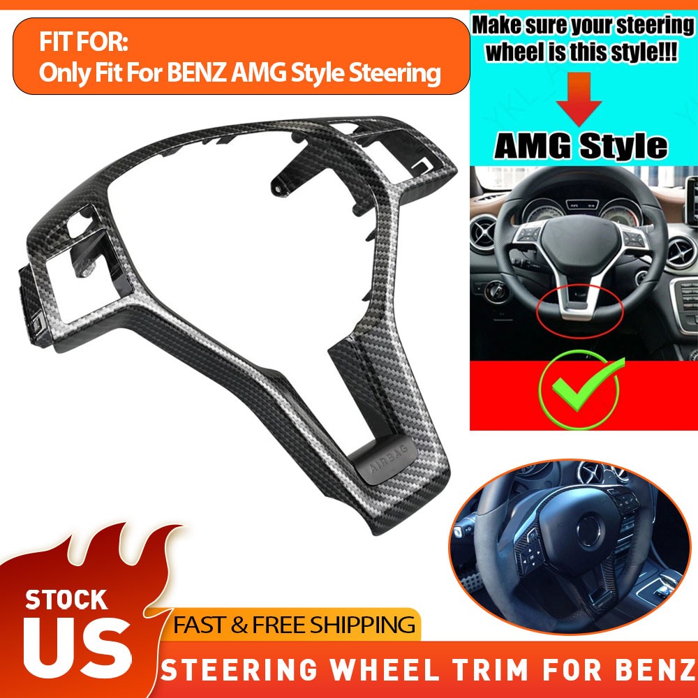 For Benz W204 W212 C/E-Class 2012-2014 Carbon Fiber Steering Wheel Trim Cover