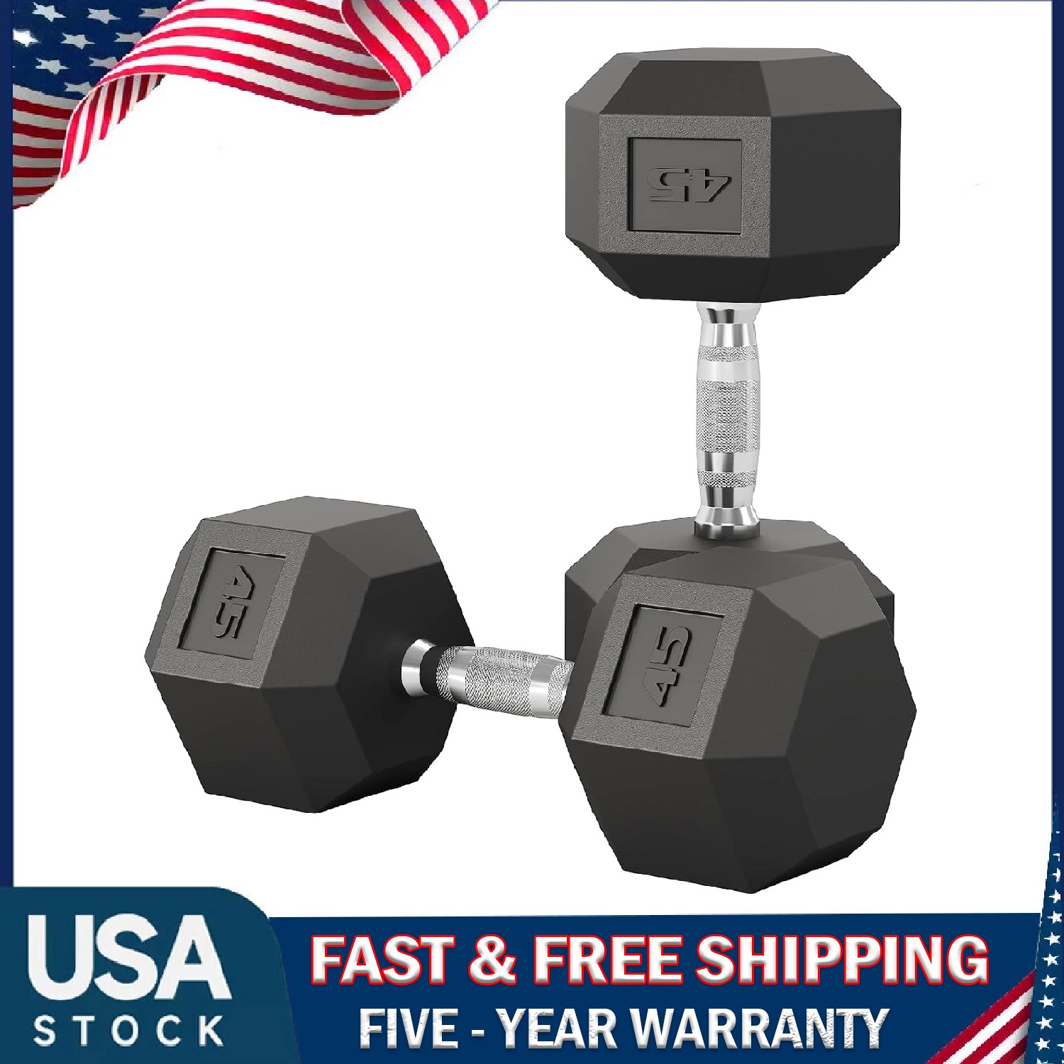 25-50LB Hex Dumbbell Set, Hand Weights Dumbbells Pair Strength Training Home Gym