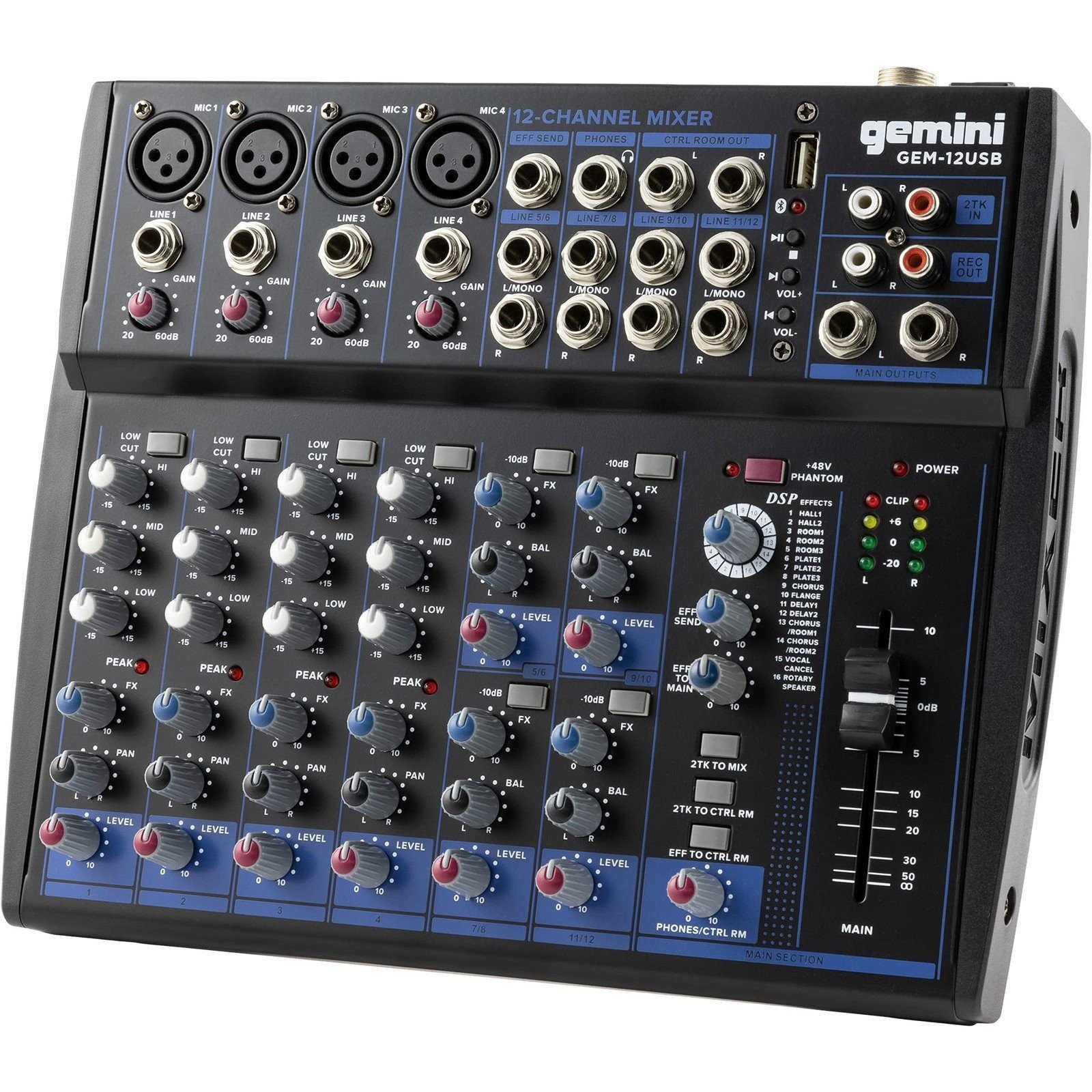 Gemini Sound GEM-12USB | 12-Channel Professional Bluetooth Audio Mixer with...