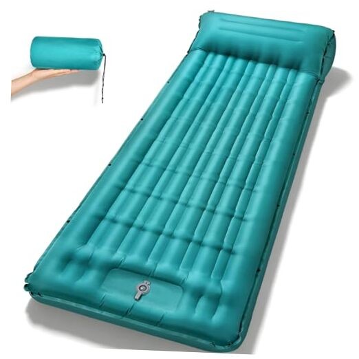 Camping Sleeping Pad, 4.7 Inch Thick Inflatable Sleeping Mat with 8 Inch Blue