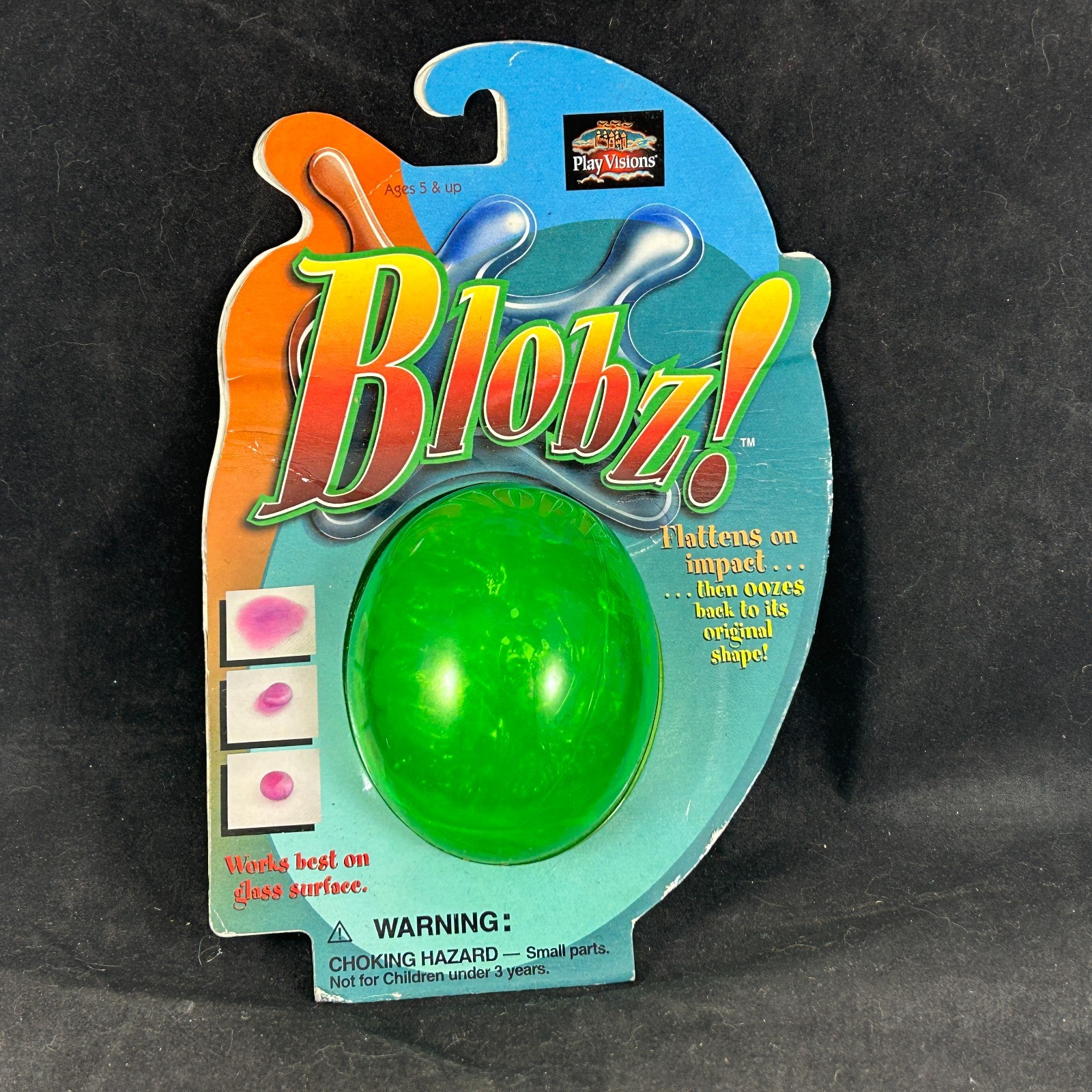 2002 BLOBZ! PLAY VISIONS GREEN EGG OVAL GEL - FLATTENS THEN OOZES BACK NOS VTG