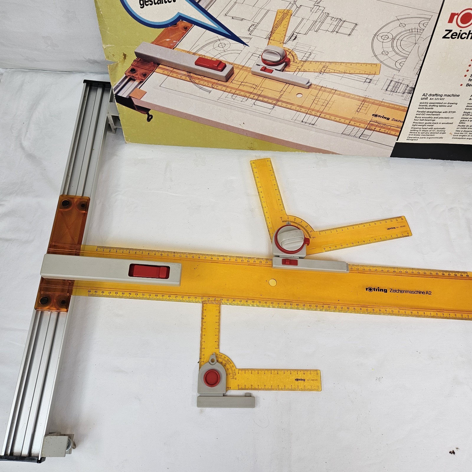 Rotring A2 Drafting Machine Art 522402 Drawing Board Parallel Rule Set Germany